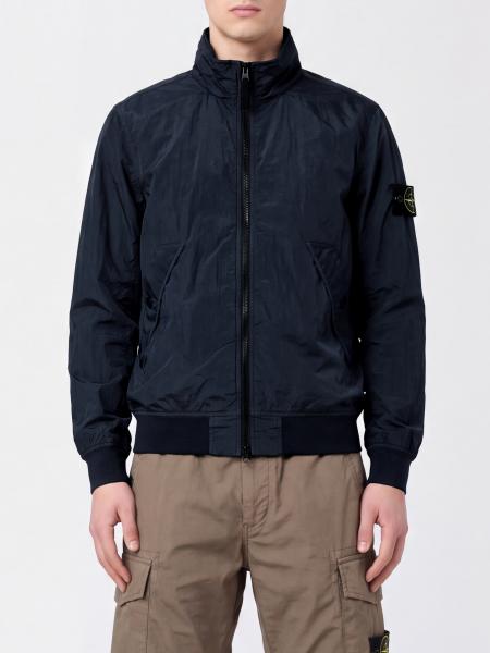 Ultralight Windproof Nylon Bomber Jacket Stone Island with High Neck and Logo