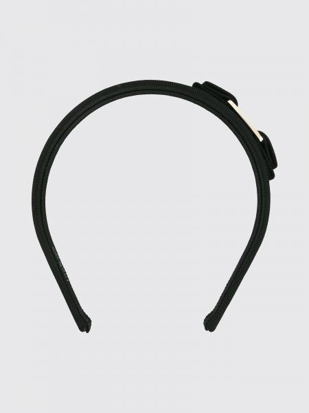 Ferragamo Vara Bow Ribbed Grosgrain Hair Clip with Logo Plaque