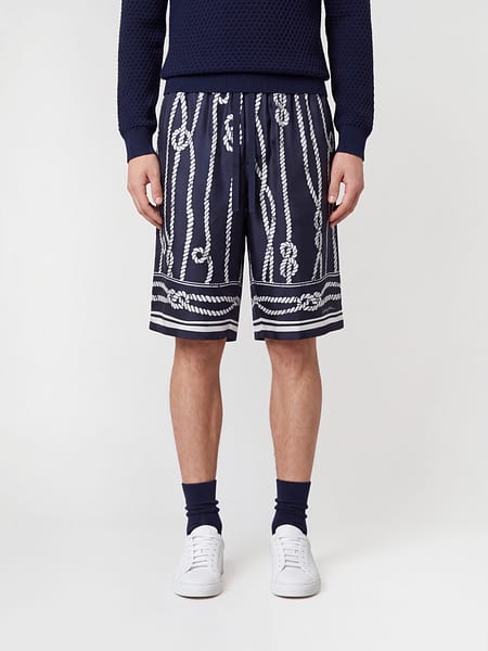 Graphic Print Silk Shorts Dolce & Gabbana with Drawstring Waist