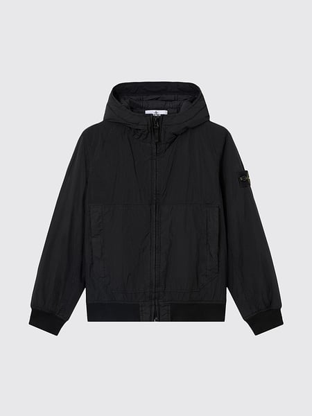 Giacca leggera Stone Island Junior da bambino in nylon antivento con cappuccio