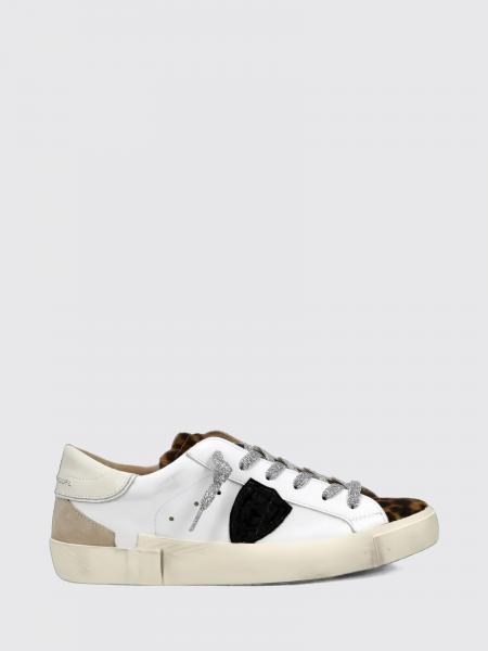 Philippe Model Prsx Bicolour Low-Top Calfskin Trainers with Shield Logo