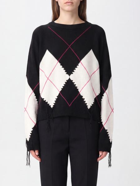 Berna Argyle Wool and Cashmere Jumper Pinko with Fringe Details