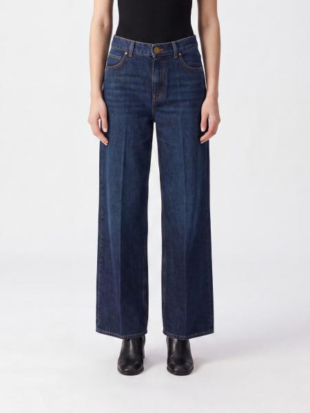 Pinko Wide-Leg Denim Jeans with Embroidered Love Birds Logo
