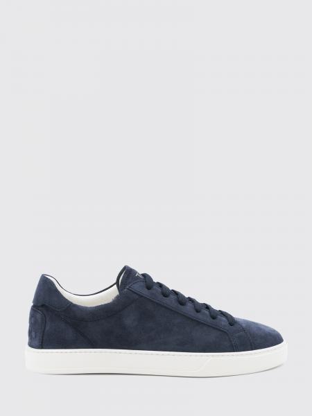 TOD'S 힐 고미니 디테일 스웨이드 카프스킨 로우탑 스니커즈