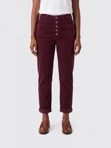 Dondup Koons Straight Cropped Velvet Jeans in Brown with Mid-Rise