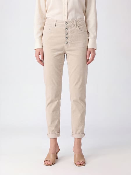 Dondup Koons Straight Cropped Velvet Jeans in Brown with Mid-Rise