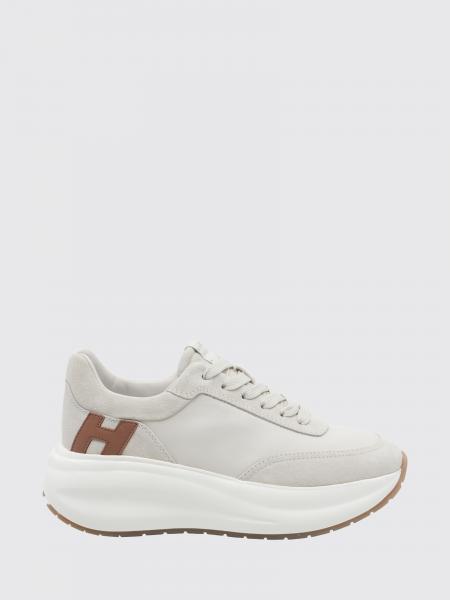 HOGAN H696 厚底光滑牛皮革绒面革运动鞋