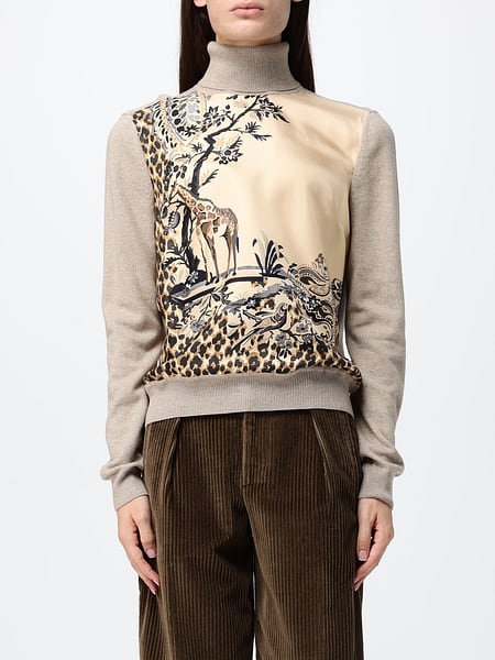 Etro Fauna Graphic Print Wool and Cashmere Blend Turtleneck Jumper