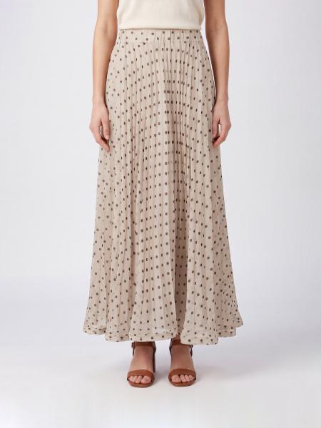 Polka-Dot Long Skirt P.A.R.O.S.H. in Pleated Silk with High Waist