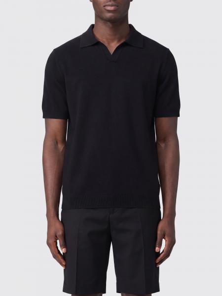 Short-Sleeved Herno Polo Shirt in Cotton with Classic Collar and V-Neck
