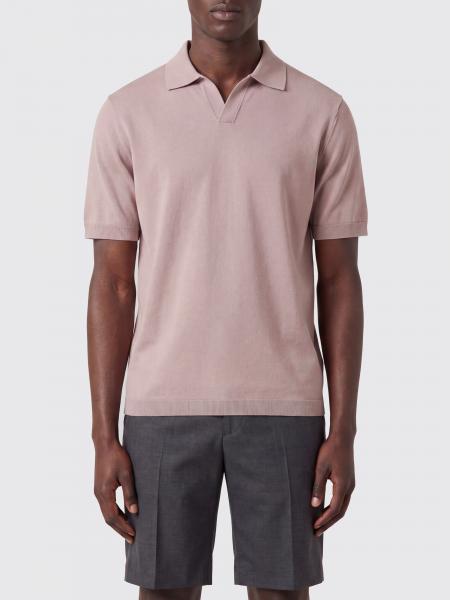 Short-Sleeved Herno Polo Shirt in Cotton with Classic Collar and V-Neck