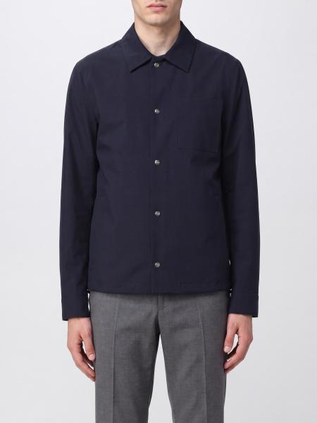 Herno Shirt Jacket in Technical Fabric with Classic Collar and Contrast Logo