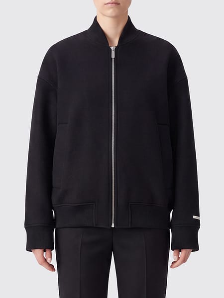 Sportmax Cropped Pure Virgin Wool Bomber Jacket with Contrast Logo