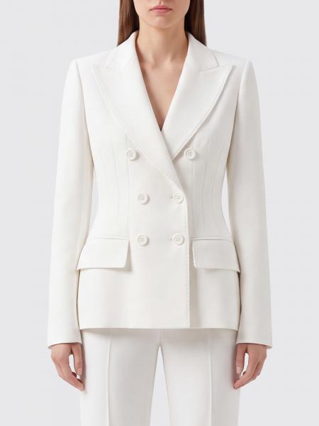 ELISABETTA FRANCHI パッド入りショルダー付き ダブルブレストクレープブレザー