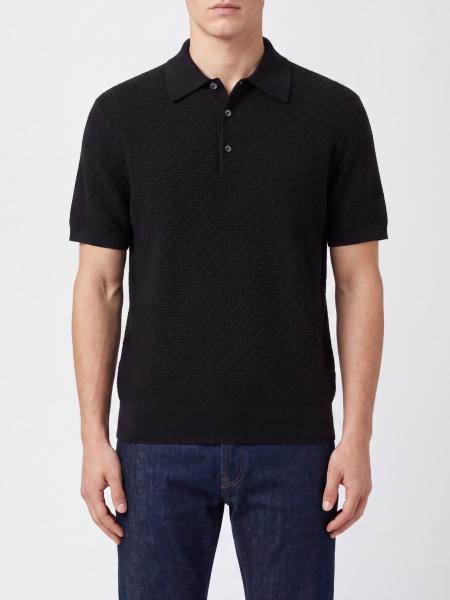 Brioni Slim Fit Knit Polo Shirt in Cotton with Ribbed Collar and Cuffs
