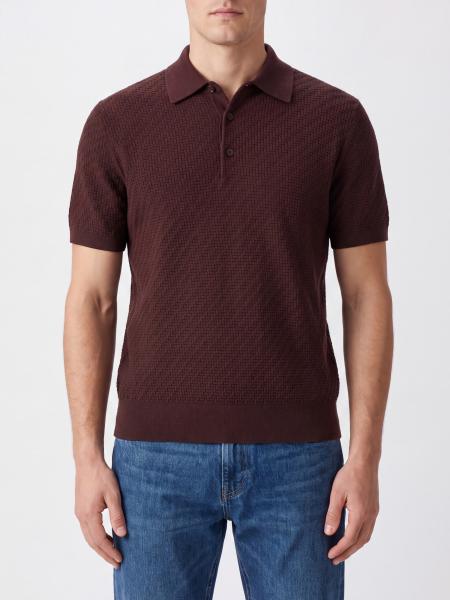 Brioni Slim Fit Knit Polo Shirt in Cotton with Ribbed Collar and Cuffs