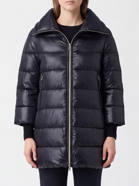 Herno Long Quilted Nylon Puffer Coat with Funnel Neck and Zip Closure