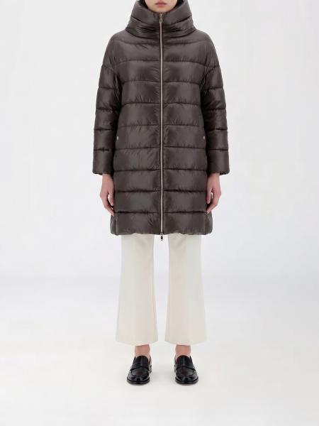 Herno Long Quilted Nylon Puffer Coat with Funnel Neck and Zip Closure