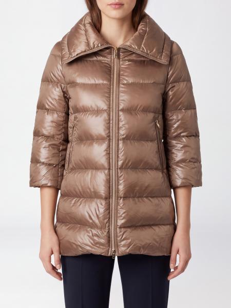 Langer Herno Daunenmantel aus gestepptem Nylon mit Trichterkragen und Reißverschluss