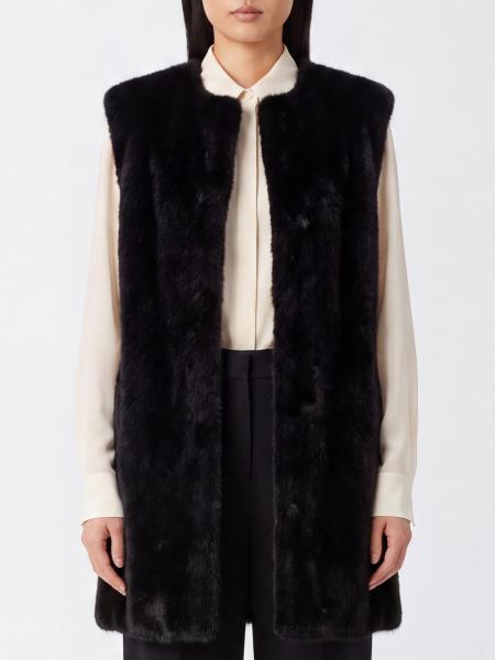Crewneck Faux Fur Gilet Herno with Concealed Closure