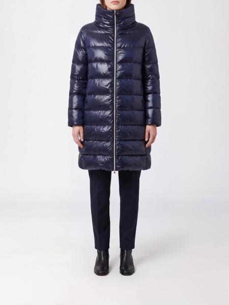 Langer Herno Daunenmantel aus gestepptem Nylon mit Stehkragen und Daunenfüllung