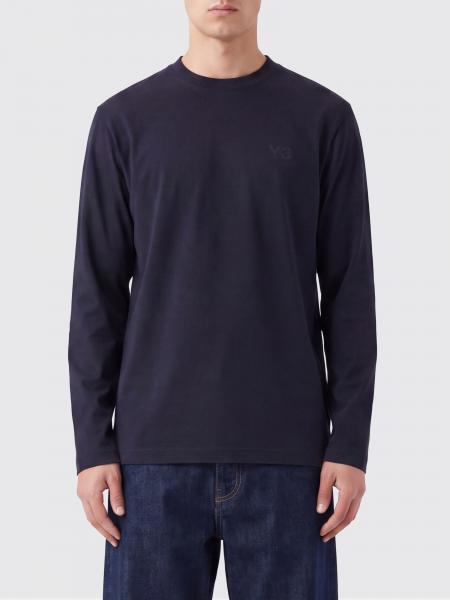 Crewneck Long-Sleeved Cotton T-shirt Y-3 with Tone-on-Tone Logo