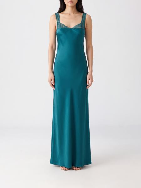 Langes Satin-Slip-Kleid Forte Forte mit Spitzen-Einsätzen