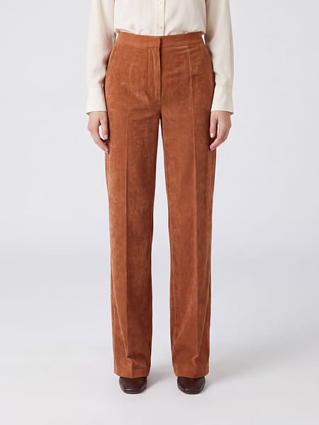 Wide-Leg Corduroy Velvet Trousers Forte Forte with Concealed Fastening