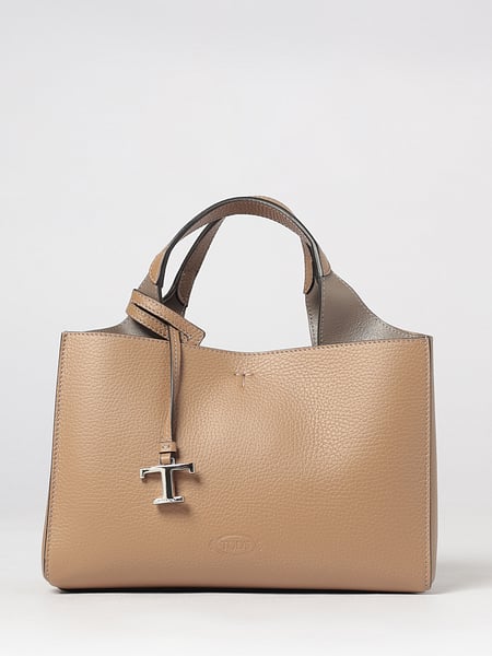 Tod's Handbag in Tumbled Leather with Double Handle and Logo Charm