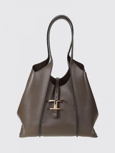 Tod's T Timeless Calfskin Shopping Bag with Logo and Removable Pouch