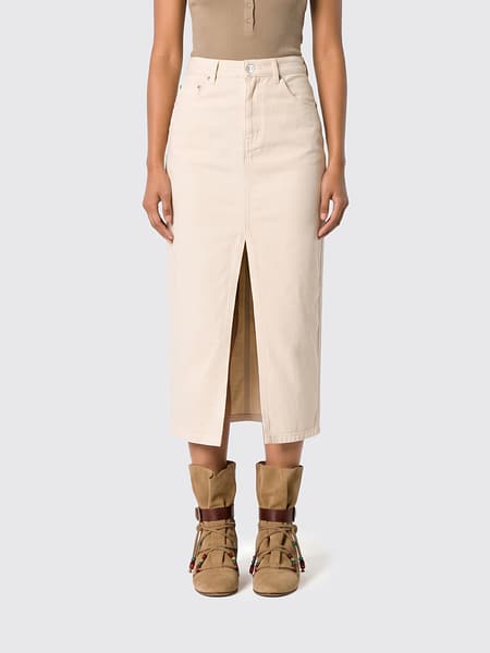 Faharia High-Waisted Denim Midi Skirt Isabel Marant with Front Slit