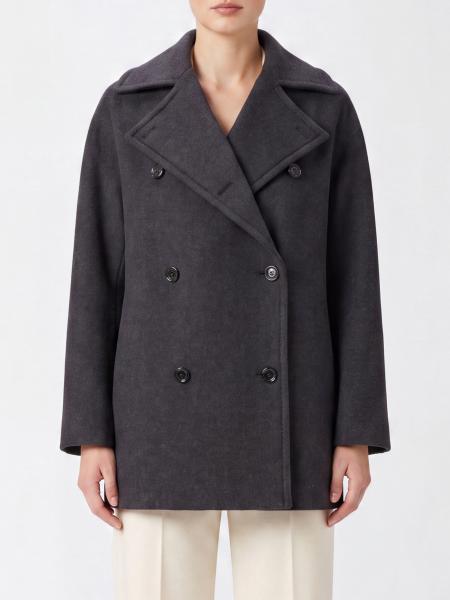 Max Mara Double-Breasted Short Coat in Virgin Wool and Cashmere