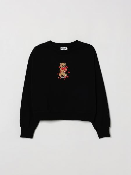 Boy's Teddy Bear Print Cotton Crewneck Sweatshirt Moschino