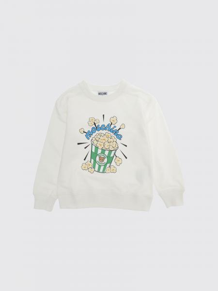 Moschino Boy's Cotton Crewneck Sweatshirt with Contrast Graphic Logo Print