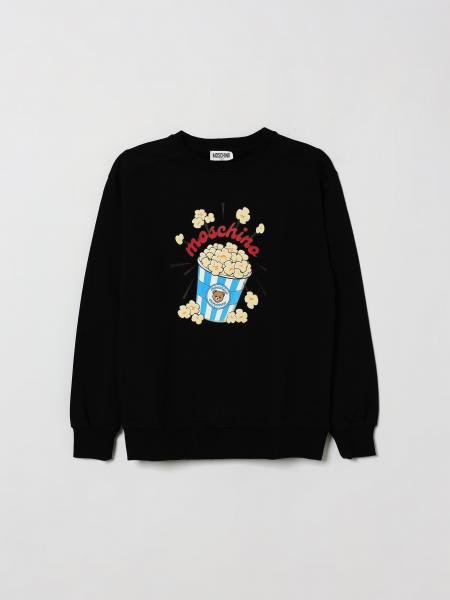 Moschino Boy's Cotton Crewneck Sweatshirt with Contrast Graphic Logo Print
