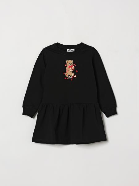 Girl's Teddy Bear Print Stretch-Cotton Dress Moschino