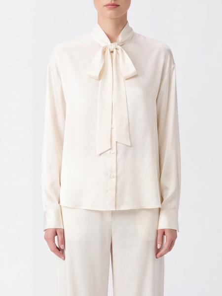 Slim Fit Stretch Silk Shirt Forte Forte with Pussy-Bow Collar and Long Sleeves