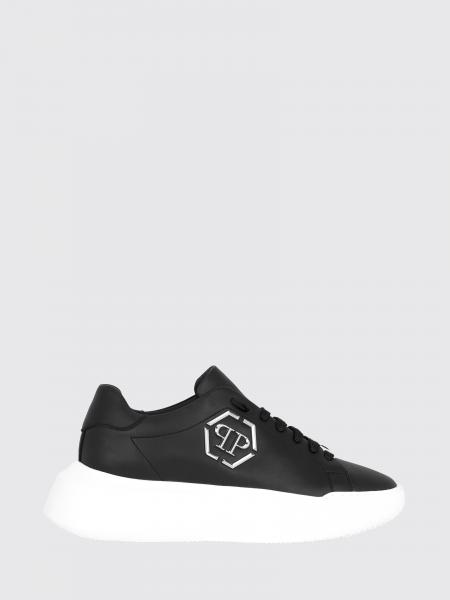 Low-Top Leather Sneakers Philipp Plein with Hexagon Logo and Platform Sole