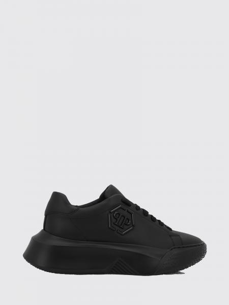 Low-Top Leather Sneakers Philipp Plein with Hexagon Logo and Platform Sole