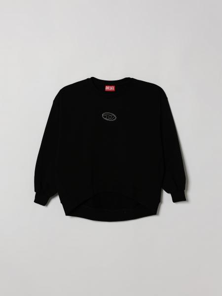 Diesel Boy's Cotton Crewneck Sweatshirt with Asymmetrical Hem