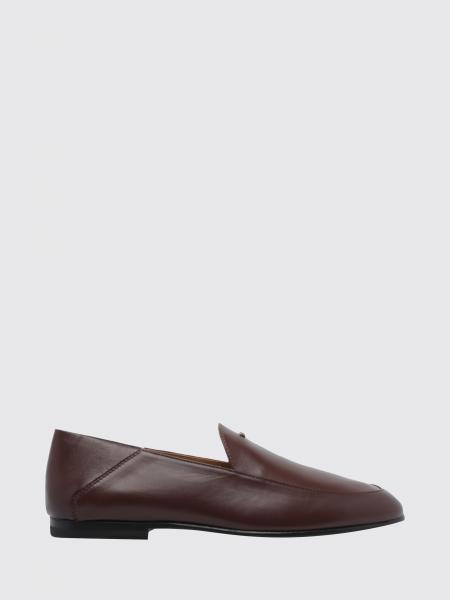 Tod's Flat Smooth Leather Loafers with Metallic Logo