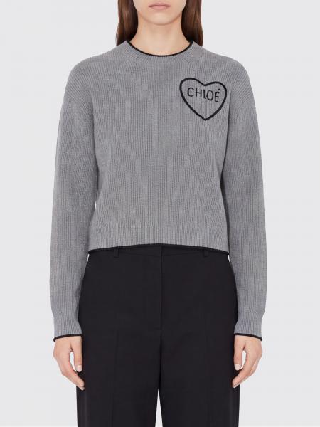 Chloé Wool and Cashmere Crewneck Sweater with Embroidered Logo