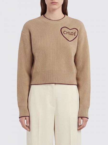 Chloé Wool and Cashmere Crewneck Sweater with Embroidered Logo