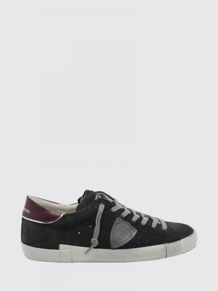 Paris Leather Low-Top Sneakers Philippe Model with Worn Effect and Shield Logo