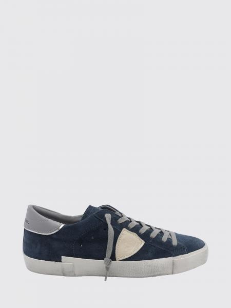 Paris Leather Low-Top Sneakers Philippe Model with Worn Effect and Shield Logo