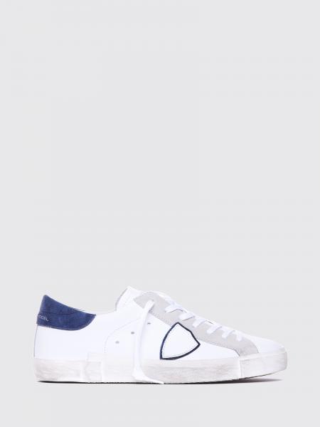 Paris Leather Low-Top Sneakers Philippe Model with Worn Effect and Shield Logo