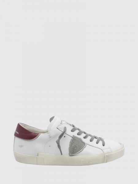 Paris Leather Low-Top Sneakers Philippe Model with Worn Effect and Shield Logo