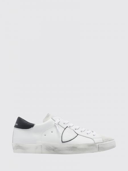 Paris Leather Low-Top Sneakers Philippe Model with Worn Effect and Shield Logo