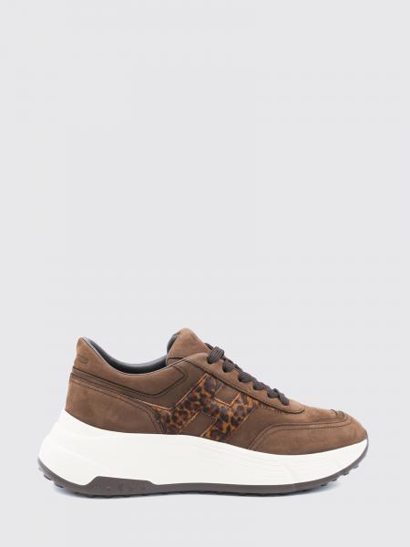 Baskets Hi-Fi Hogan en nubuck et cuir effet poulain avec imprimé animalier et semelle chunky