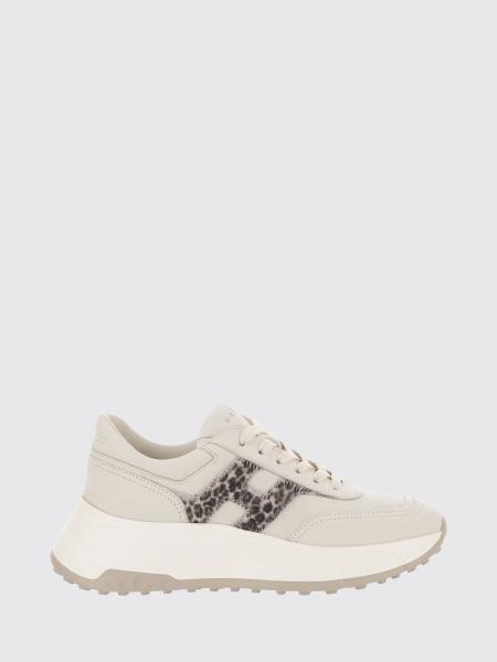 Hi-Fi Hogan Nubuck and Pony-Effect Leather Sneakers with Animal Print and Chunky Sole